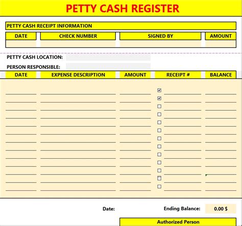 petty cash expense report template